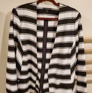 Lane Bryant Zippered Back Blazer | Black and White Stripe | SZ 18